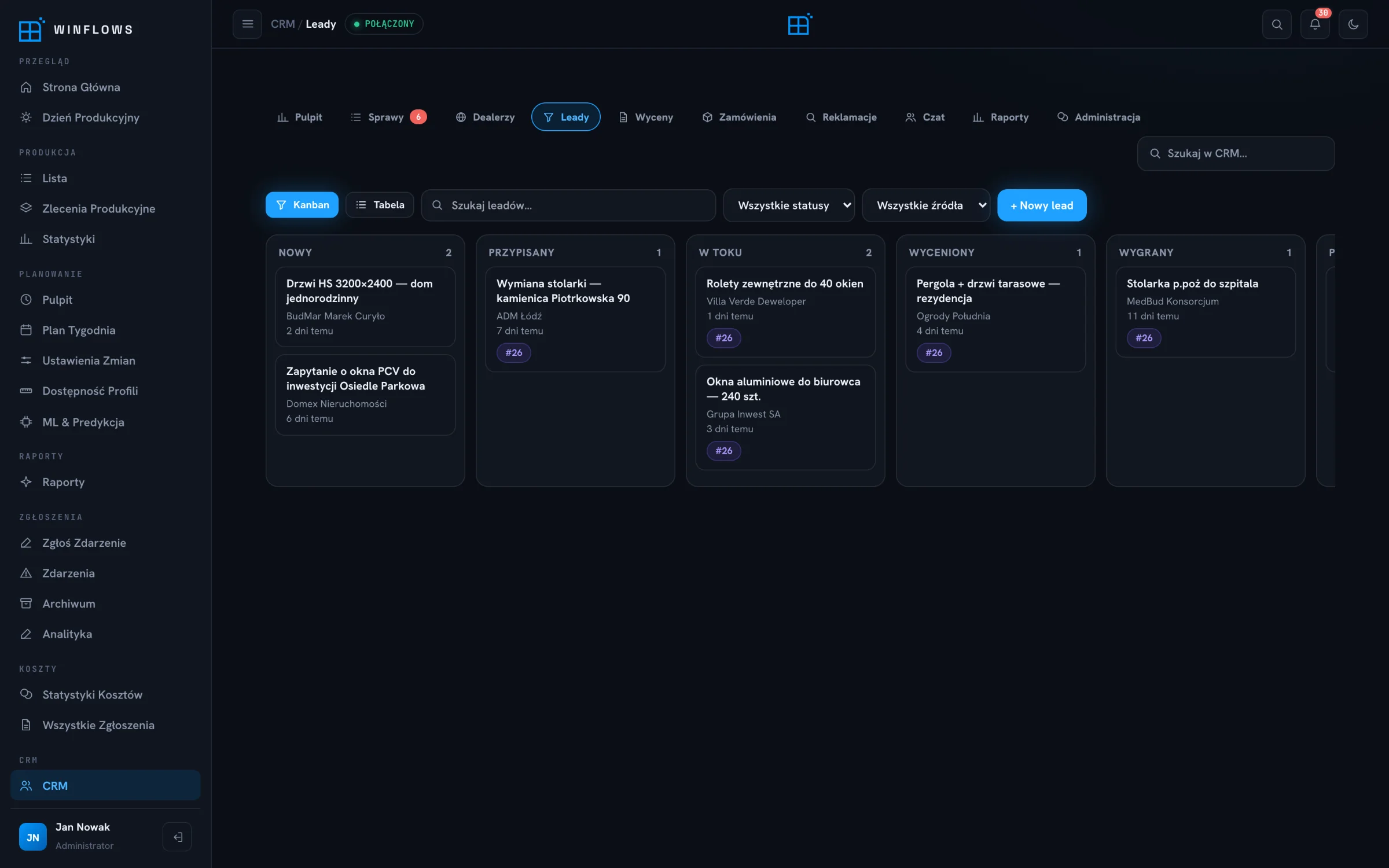 CRM: lista leadów sprzedażowych